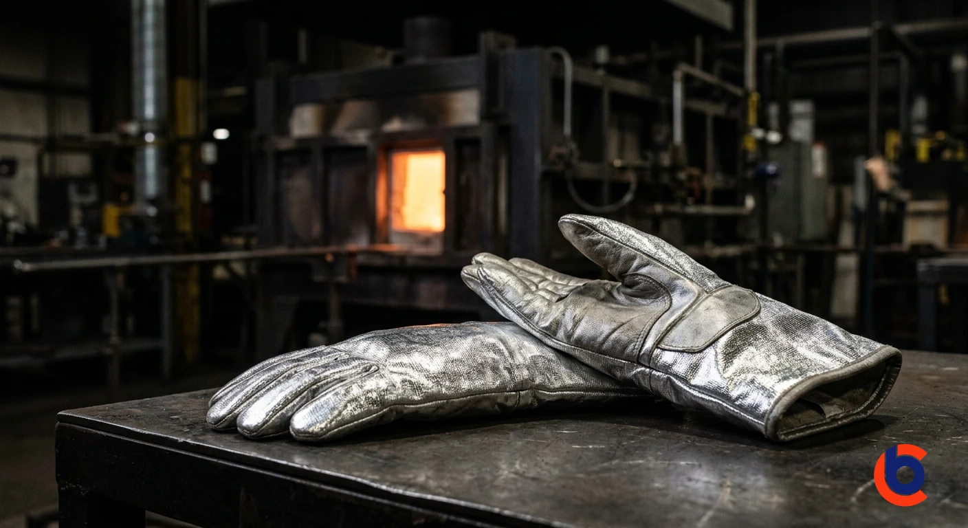 Aluminised heat-reflective gloves