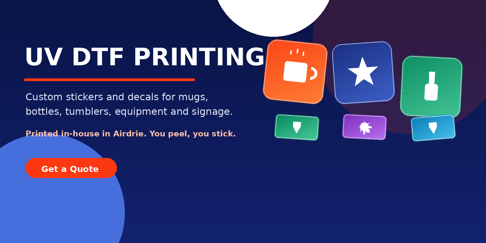 UV DTF printing service - custom stickers and decals printed in house