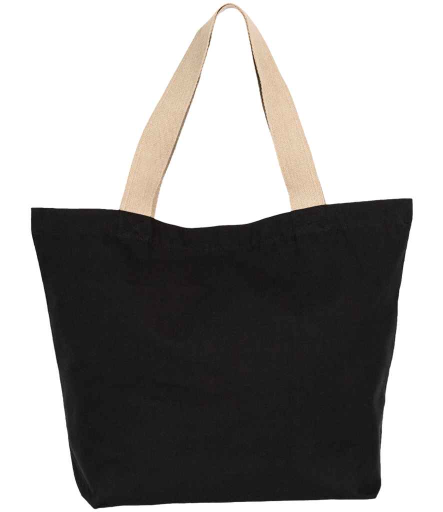 [KI5204 BL/HM ONE] Kimood Large Recycled Flat-Bottom Shopping Bag (Black Night/Hemp)