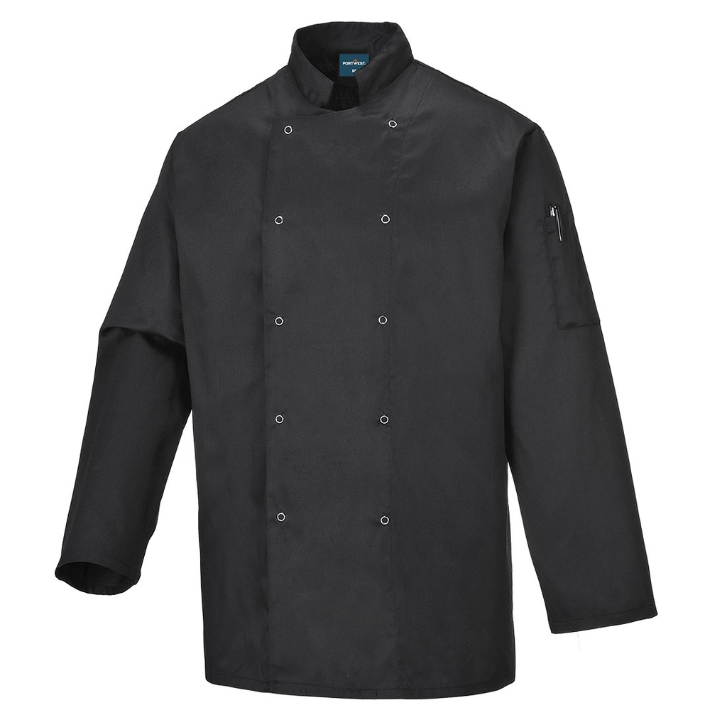 [C833BKRXS] Chef's Suffolk Jacket L/S (Black, XS)