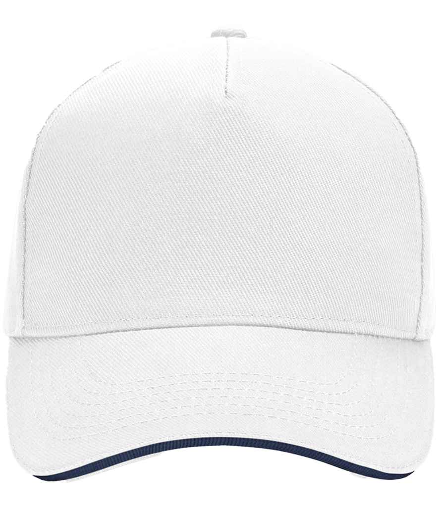 [BB15C WH/FN ONE] Beechfield Ultimate 5 Panel Cap with Sandwich Peak (White/French Navy)