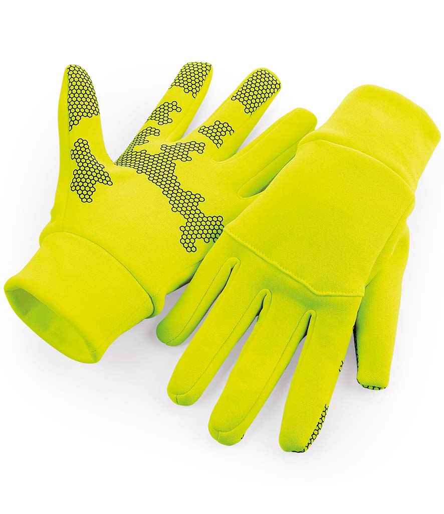 [BB310 FLY S/M] Beechfield Sports Tech Soft Shell Gloves (Fluorescent Yellow, S/M)