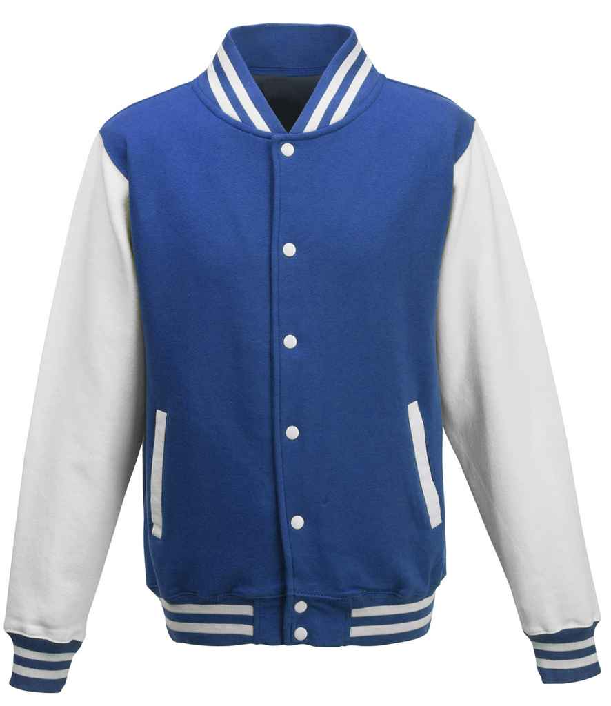 [JH043 RY/WH XS] AWDis Varsity Jacket (Royal Blue/White, XS)