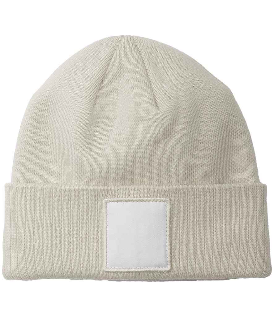 [BB337R OA/WH ONE] Beechfield Appliqué Patch Beanie (Oatmeal/White)