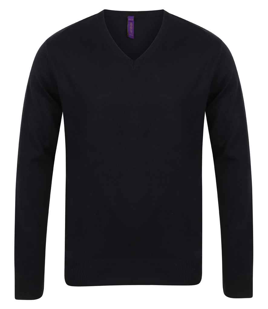 [H720 BLK XXS] Henbury Lightweight Cotton Acrylic V Neck Sweater (Black, XXS)