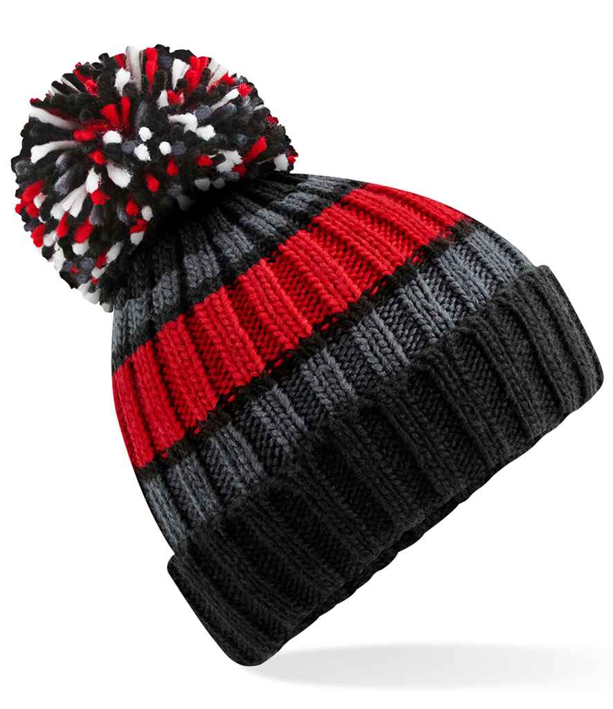 [BB392 BKCH ONE] Beechfield Hygge Striped Beanie (Black Cherry)