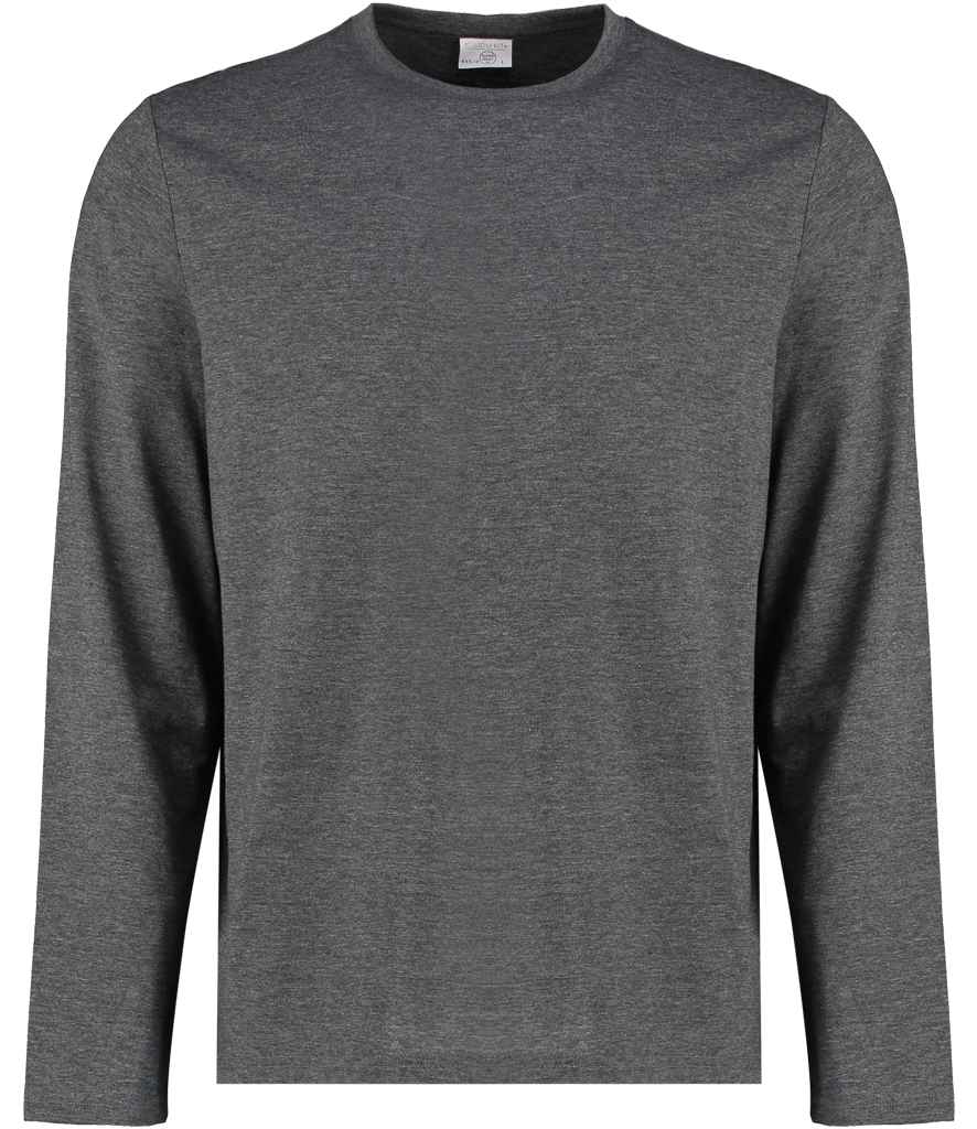 [K510 DKM XS] Kustom Kit Long Sleeve Fashion Fit Superwash® 60°C T-Shirt (Dark Grey Marl, XS)