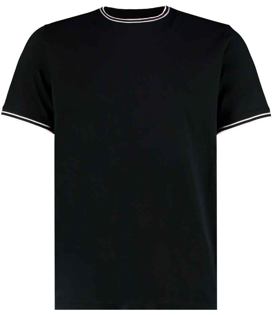[K519 BK/GY XS] Kustom Kit Fashion Fit Tipped T-Shirt (Black/Grey, XS)