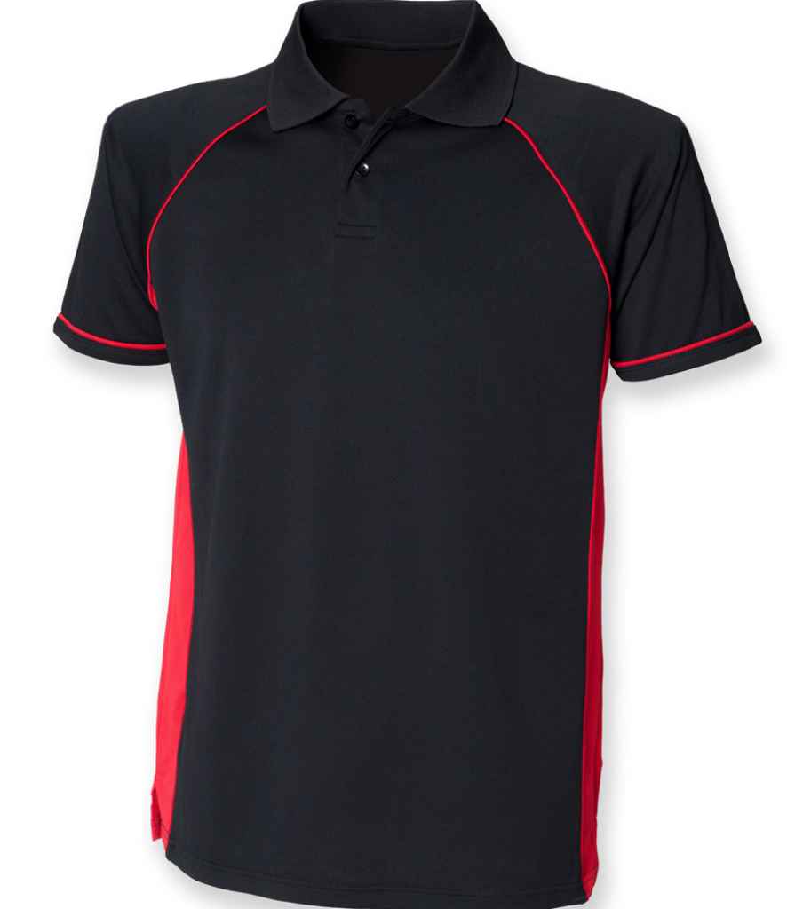 [LV310 BK/RD XS] Finden + Hales Performance Panel Polo Shirt (Black/Red, XS)