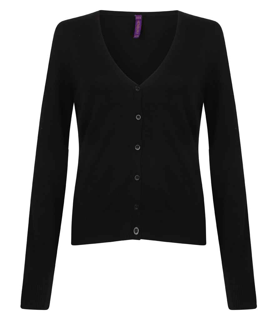 [H726 BLK XXS] Henbury Ladies Lightweight V Neck Cardigan (Black, XXS)