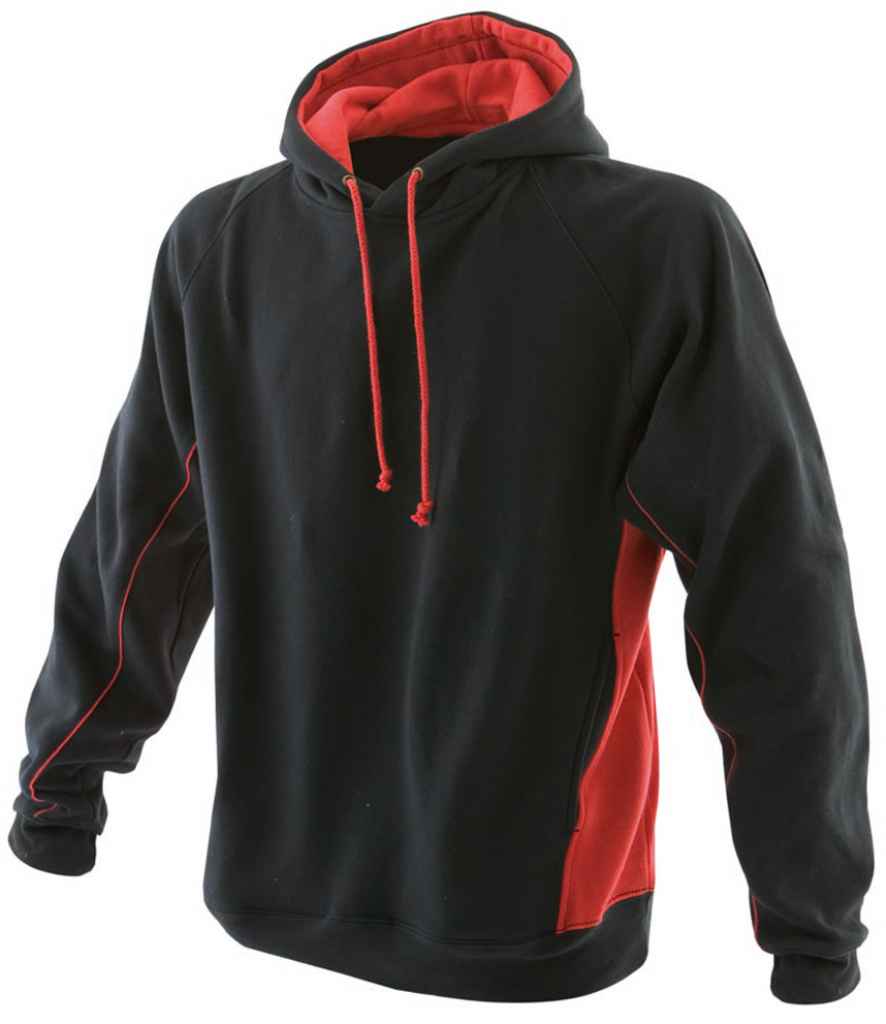 [LV335 BK/RD S] Finden + Hales Contrast Hooded Sweatshirt (Black/Red, S)