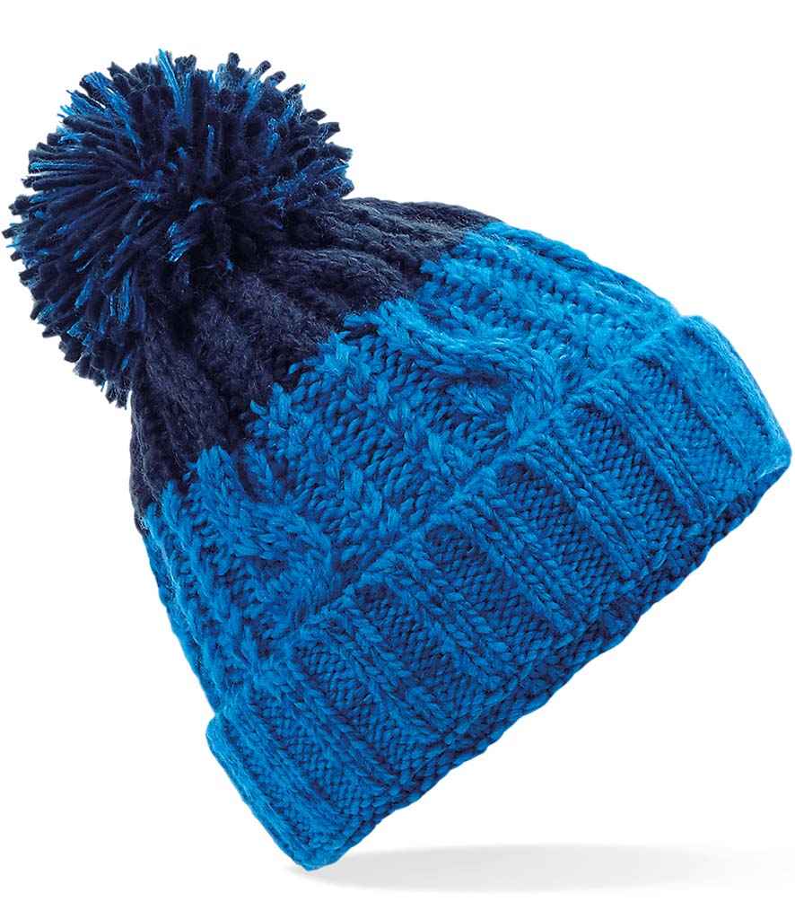 [BB437 AZ/ON ONE] Beechfield Apres Beanie (Azure/Oxford Navy)
