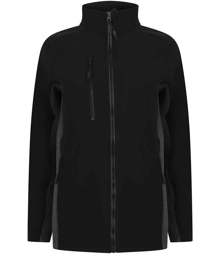 [H835 BK/CH XXS] Henbury Unisex Contrast Soft Shell Jacket (XXS)