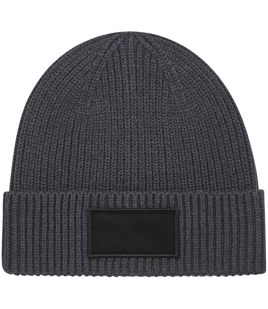 [BB442R GP/BK ONE] Beechfield Fashion Patch Beanie (Graphite Grey/Black)