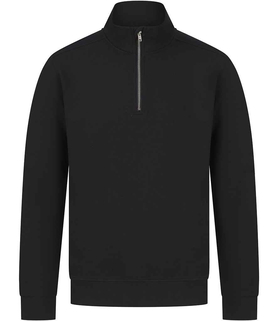 [H842 BLK XS] Henbury Unisex Sustainable 1/4 Zip Sweatshirt (Black, XS)