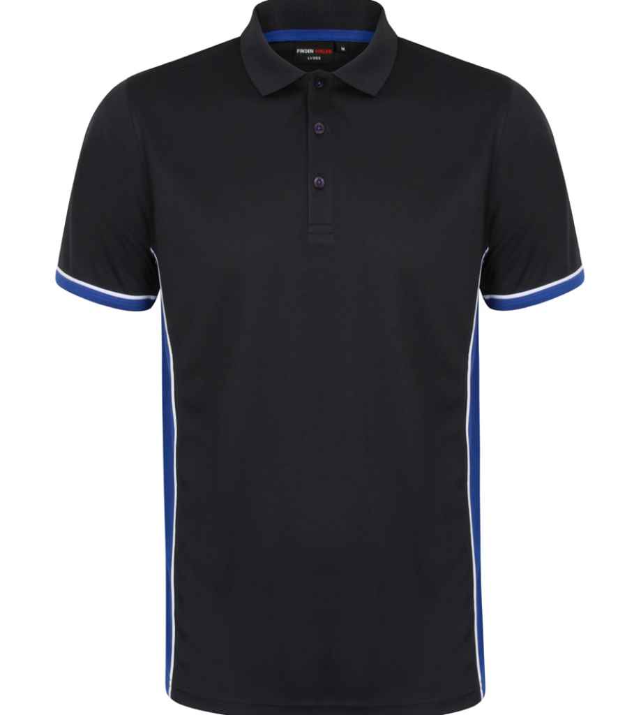 [LV355 NV/RY XS] Finden + Hales Contrast Panel Polo Shirt (Navy/Royal Blue, XS)