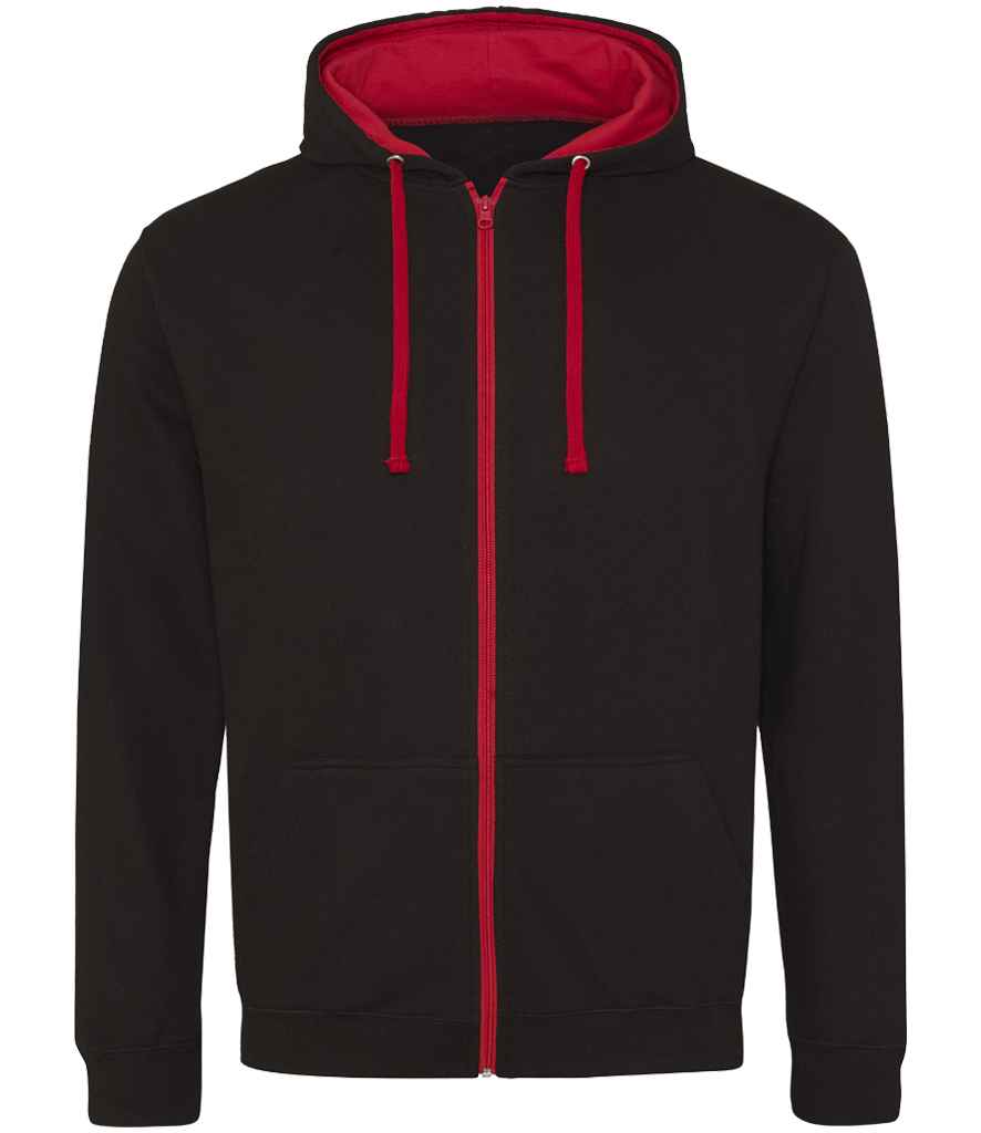 [JH053 JB/FR S] AWDis Varsity Zoodie (Jet Black/Fire Red, S)