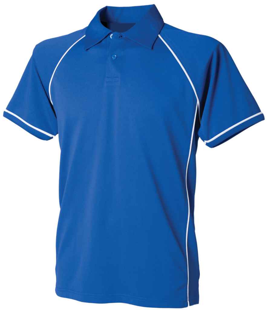 [LV370 RY/WH XS] Finden + Hales Performance Piped Polo Shirt (Royal Blue/White, XS)