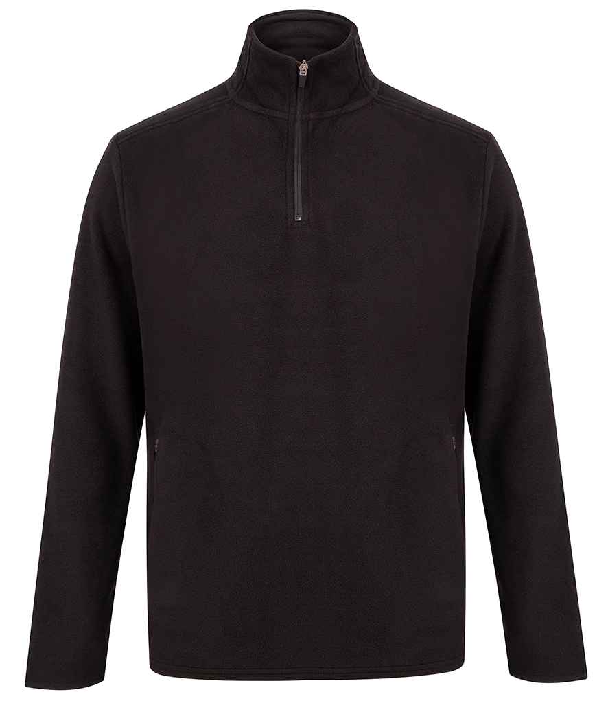 [H858 BLK XS] Henbury Zip Neck Micro Fleece (Black, XS)