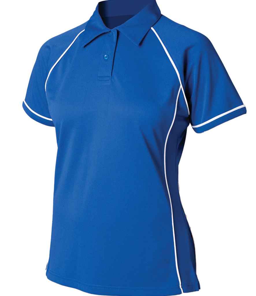 [LV371 RY/WH S] Finden + Hales Ladies Performance Piped Polo Shirt (Royal Blue/White, S)