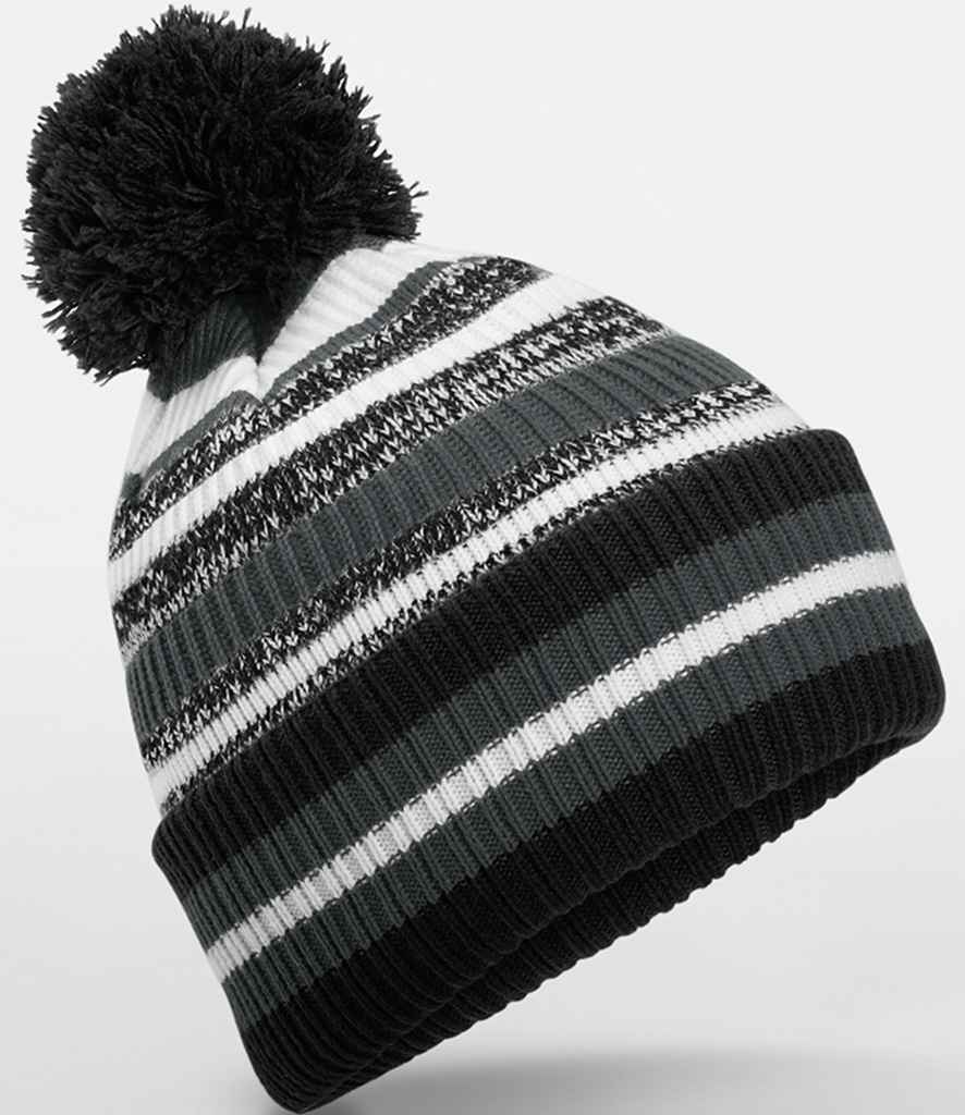 [BB474R B-G-W ONE] Beechfield Multi-Sport Fan Beanie (Black/Graphite Grey/White)