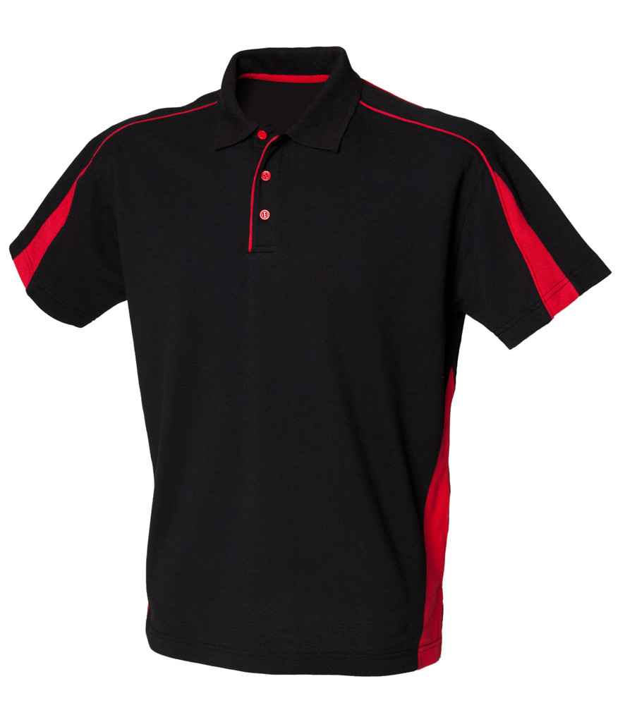 [LV390 BK/RD S] Finden + Hales Club Poly/Cotton Piqué Polo Shirt (S)