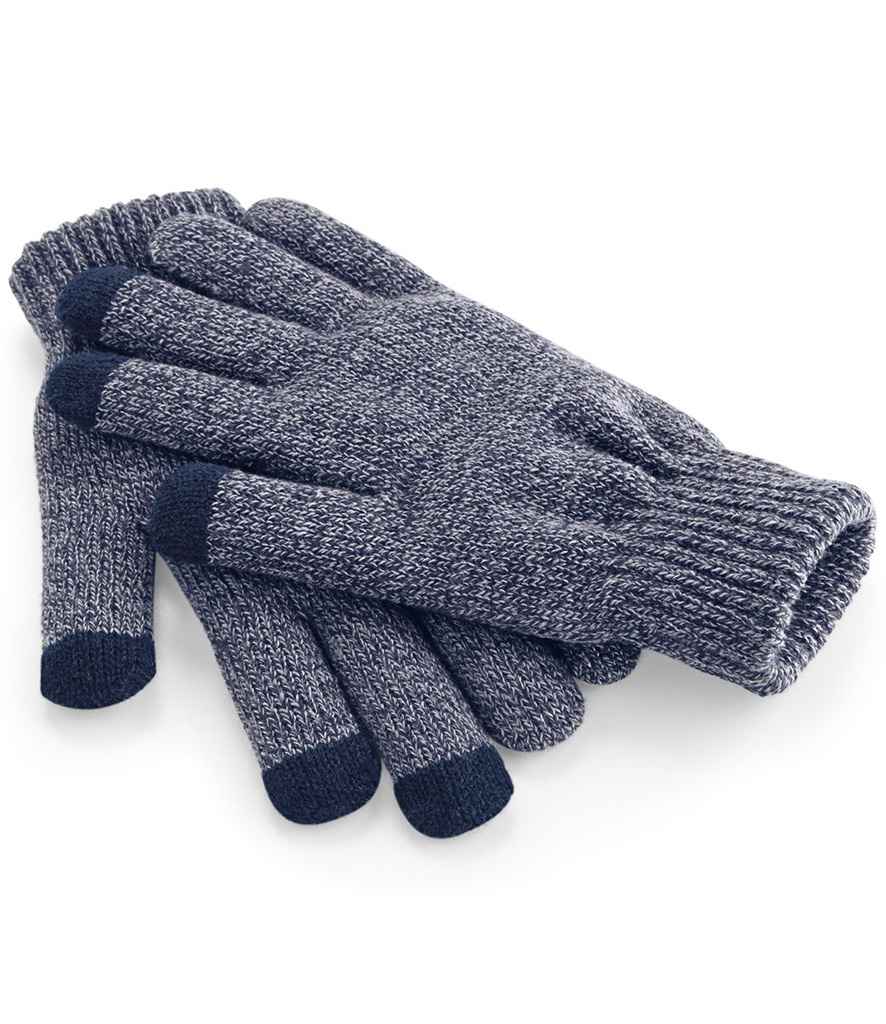 [BB490 HNY S/M] Beechfield Touchscreen Smart Gloves (Heather Navy, S/M)