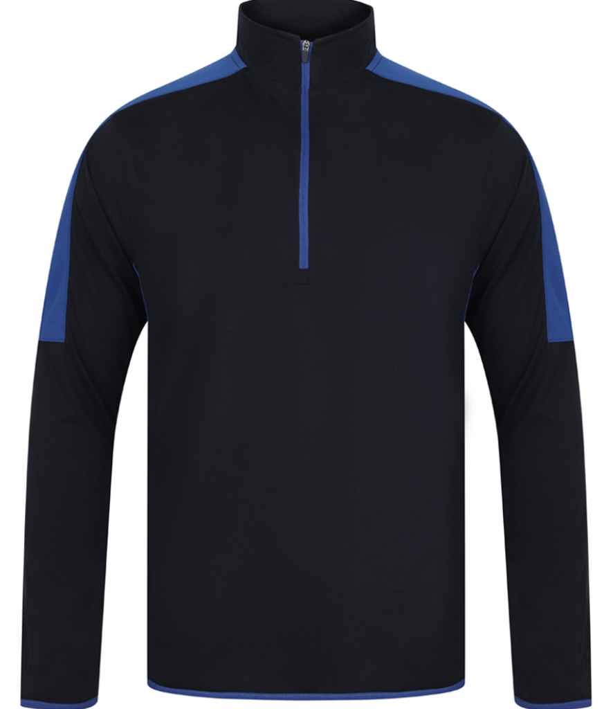 [LV571 NV/RY XS] Finden + Hales Contrast Zip Neck Midlayer Top (Navy/Royal Blue, XS)