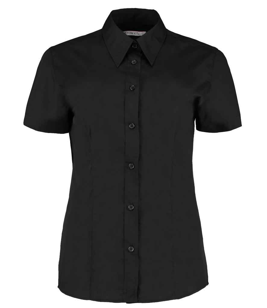 [K728 BLK 8] Kustom Kit Ladies Short Sleeve Classic Fit Workforce Shirt (Black, 8)