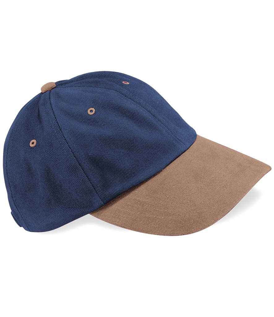 [BB57 NV/TP ONE] Beechfield Heavy Brushed Low Profile Cap (Navy/Taupe)