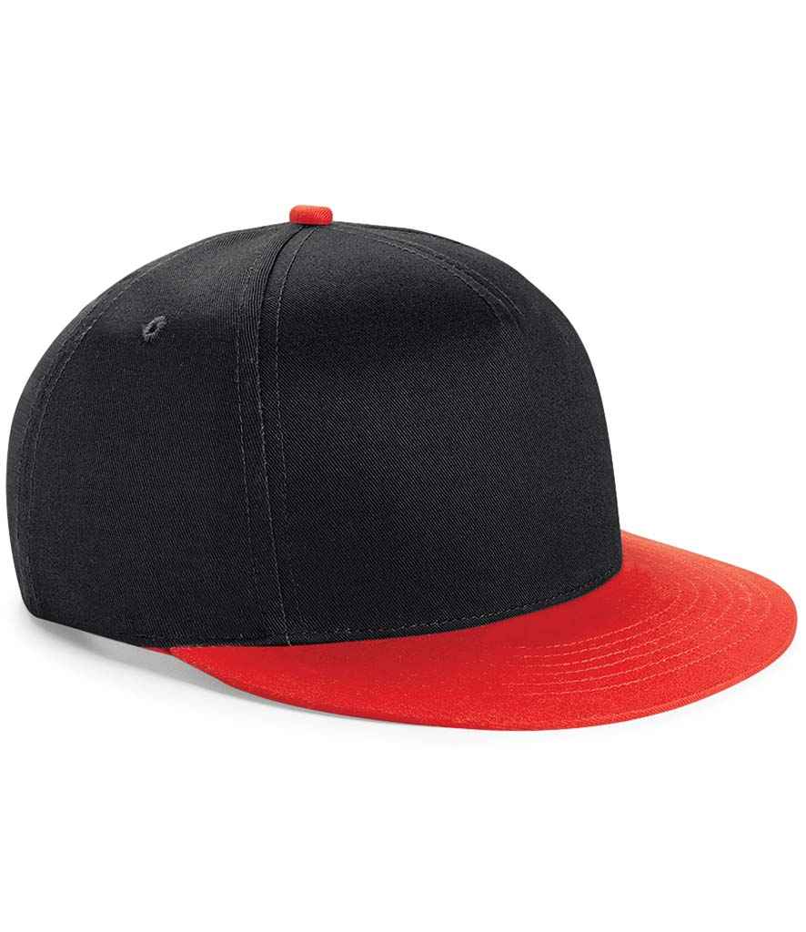 [BB615 BK/RD ONE] Beechfield Youth Snapback Cap (Black/Bright Red)