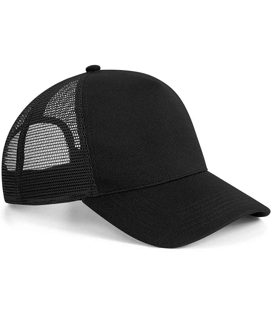 [BB642 BLK ONE] Beechfield Microknit Snapback Trucker Cap (Black)