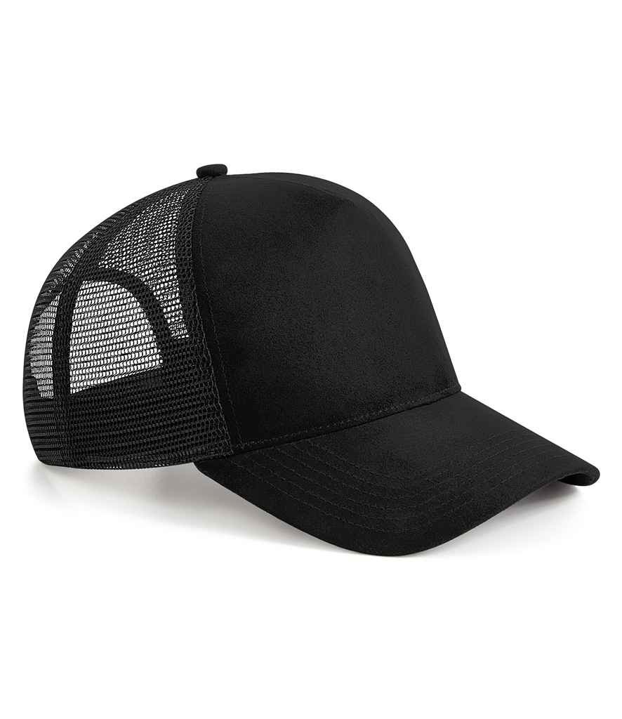 [BB643 BLK ONE] Beechfield Suede Snapback Trucker Cap (Black)