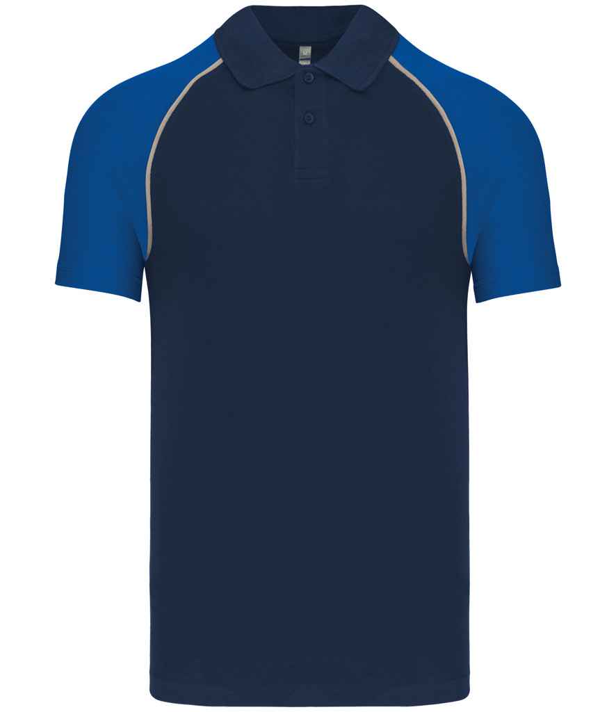 [KB226 NV/RY S] Kariban Baseball Cotton Piqué Polo Shirt (Navy/Royal Blue, S)