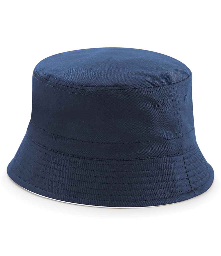 [BB686 FN/WH S/M] Beechfield Reversible Bucket Hat (French Navy/White, S/M)