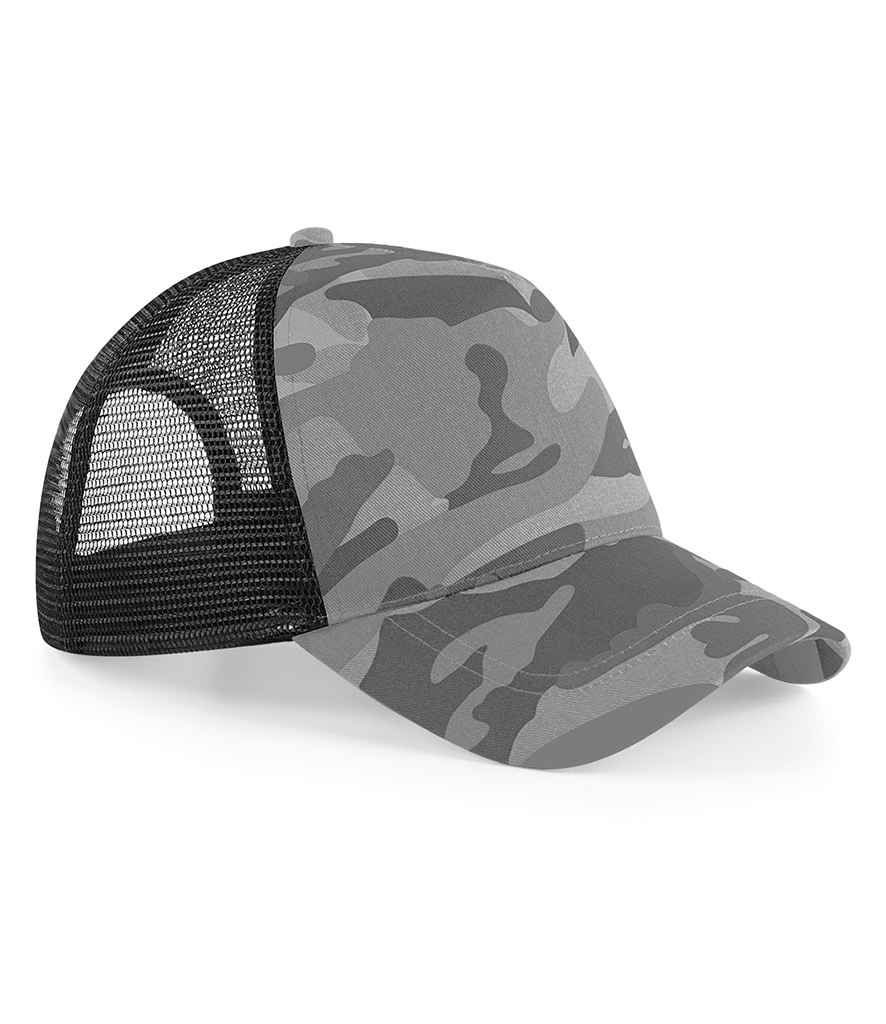 [BB694 ACC ONE] Beechfield Camo Snapback Trucker Cap (Arctic Camo)