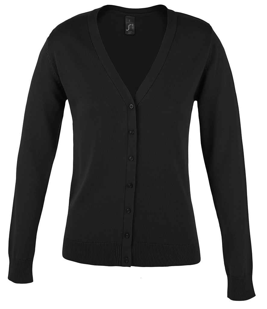 [90012 BLK S] SOL'S Ladies Golden Cotton Acrylic V Neck Cardigan (Black, S)