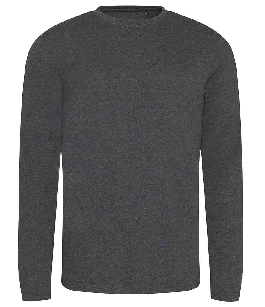 [JT002 HCH S] AWDis Long Sleeve Tri-Blend T-Shirt (Heather Charcoal, S)