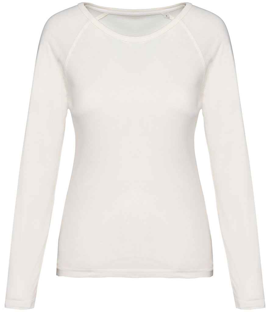 [NS339 WIV XS] Native Spirit Ladies Raglan Long Sleeve Washed T-Shirt (Washed Ivory, XS)