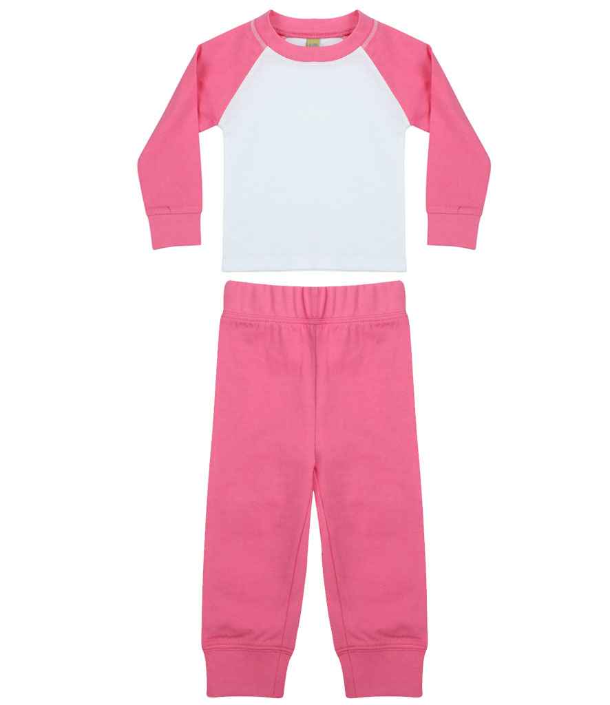 [LW71T CF/WH 0-6] Larkwood Baby/Toddler Pyjamas (Candyfloss Pink/White, 0-6)