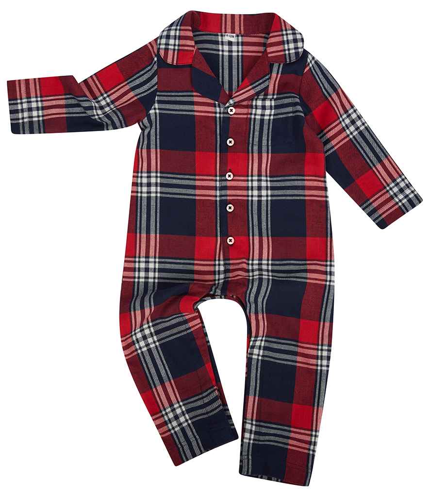[LW74T RD/NV 0-6] Larkwood Baby/Toddler Tartan All In One (0-6)