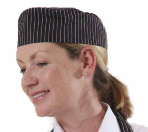 Le Chef Skull Cap Woven (Black Fine Check, Medium)