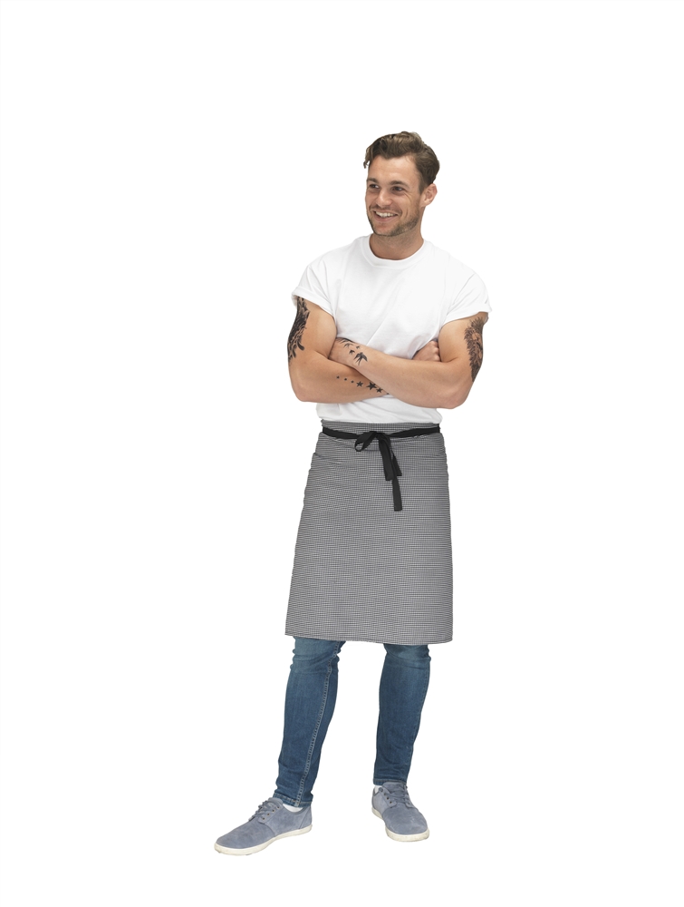 Le Chef Waist Apron 33X23 Woven (Black Fine Check)