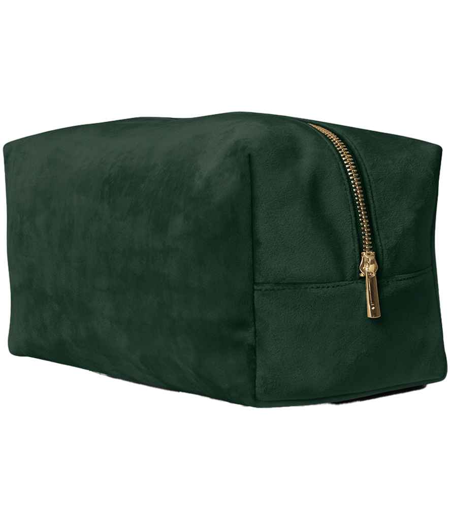 [BG716 DEM M] BagBase Velvet Toiletry/Accessory Case (Dark Emerald, M)