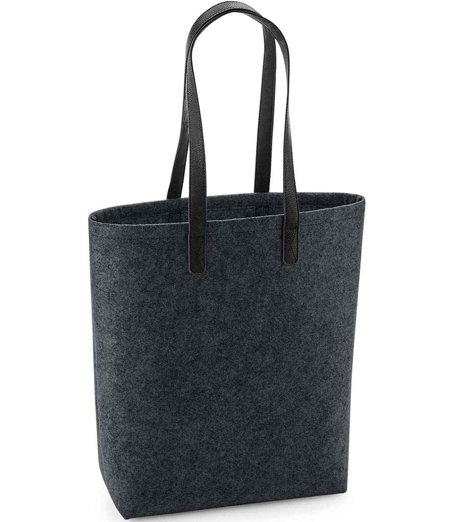 [BG738 CME/B ONE] BagBase Premium Felt Tote Bag (Charcoal Melange/Black)