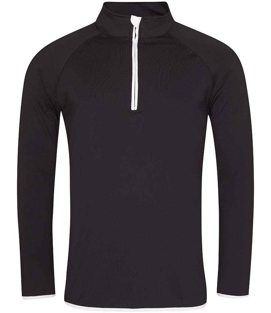 [JC031 JB/AW S] AWDis Cool Half Zip Sweat Top (Jet Black/Arctic White, S)