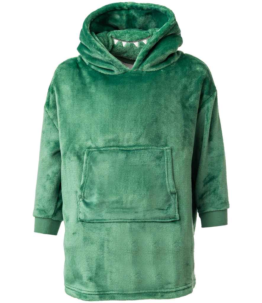 [BH103 GDNO 5-8] Brand Lab Kids Character Cushion Hooded Blanket (Green Dinosaur, 5-8)