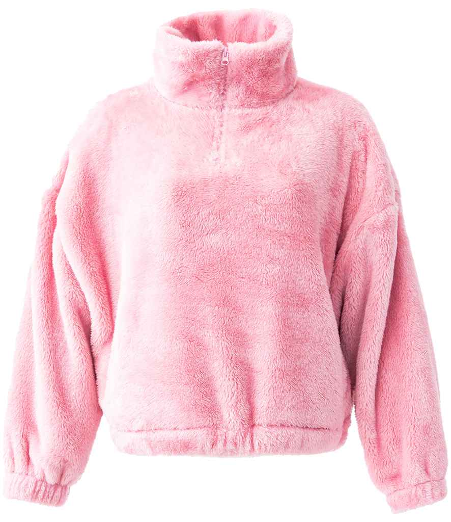 [BH202 BLP S] Brand Lab Ladies Fluffy 1/4 Zip Fleece (Blush Pink, S)