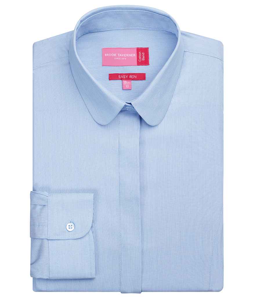 [BK131 SKY 8] Brook Taverner Ladies Trevi Long Sleeve Poplin Shirt (Sky Blue, 8)
