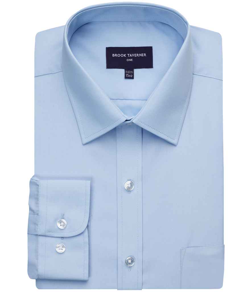 [BK134 SKY 15] Brook Taverner Juno Long Sleeve Poplin Shirt (Sky Blue, 15)
